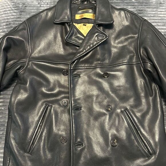 Andrew Marc New York Double Breasted Leather Soft Lined Coat Men’s Size M - Picture 1 of 14